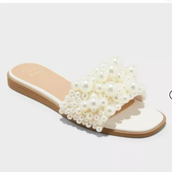 A New Day Sandals with Pearl Embellishments - Picture 1 of 8